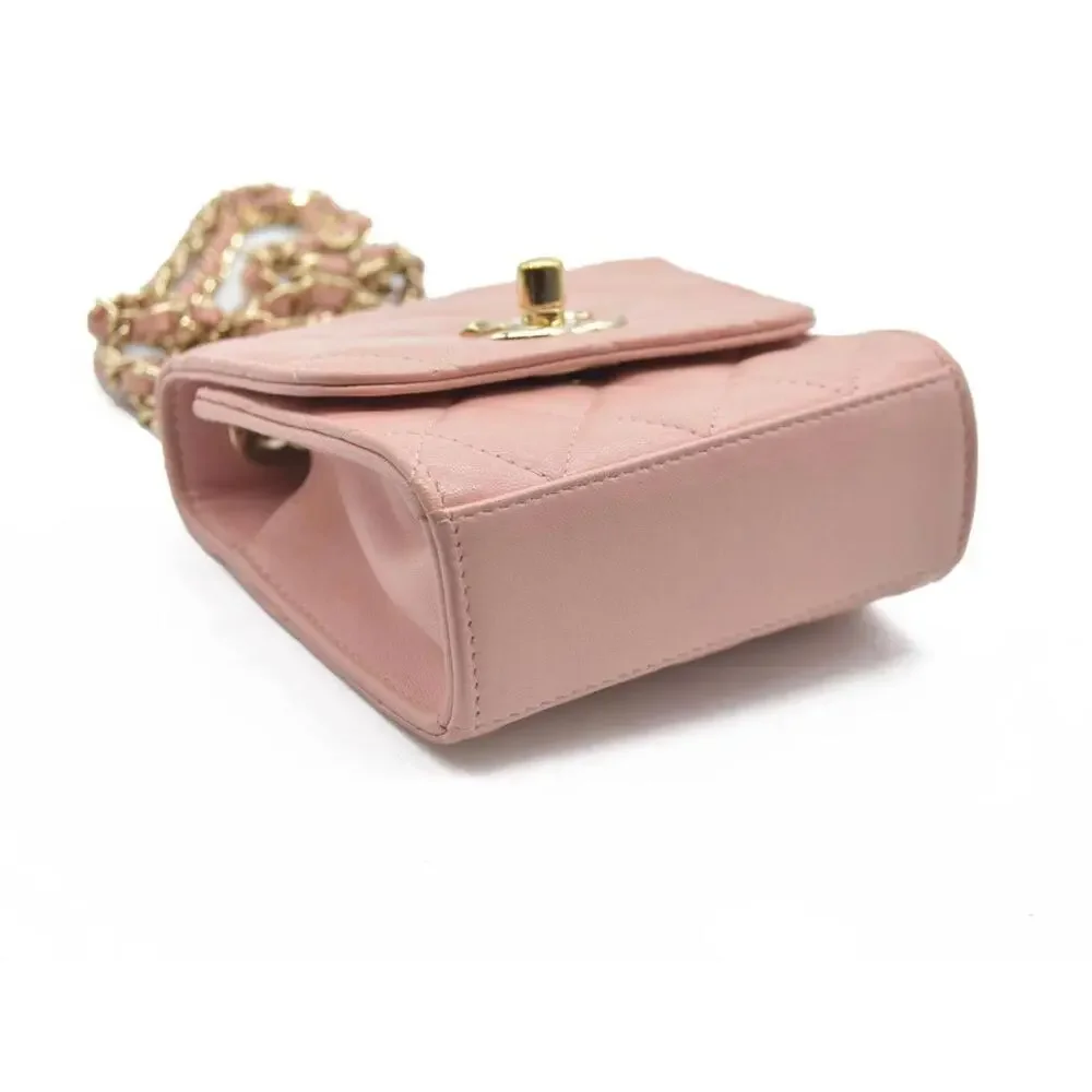 Chanel Lambskin Quilted Mini Trendy CC Clutch With Chain